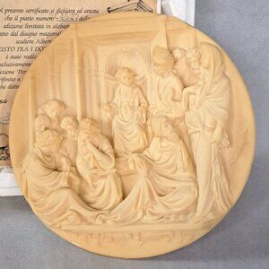 Vtg 1985 Studio Dante Di Volteradici Christ Among Doctors Ivory Alabaster Plate